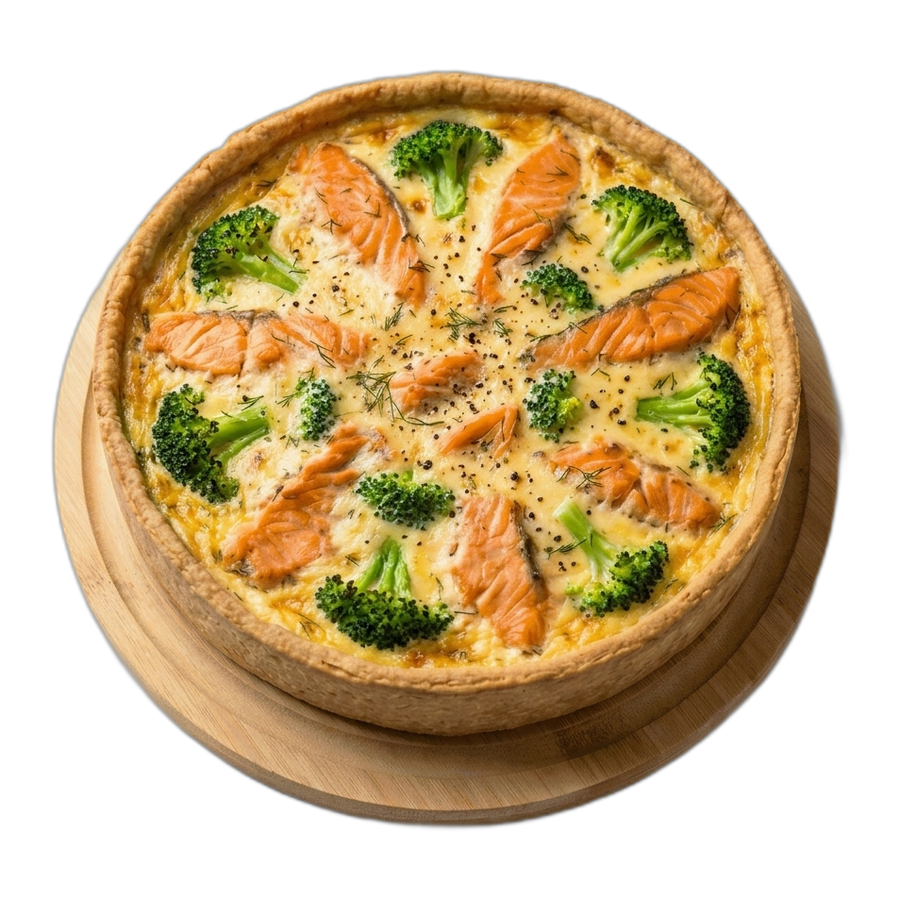 Smoked Salmon & Tender Broccoli Quiche