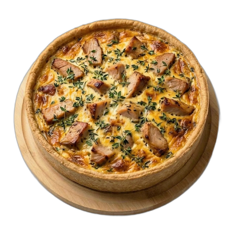 Roasted Turkey & Cream Custard Quiche
